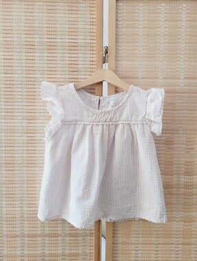 Between Girl's Cream Textured Flutter Sleeve Top